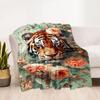 Tiger And Roses Blanket Suitable for Offices, Travel, Living Rooms Also a Good Gift for Friends and Family Suitable for All Seasons.