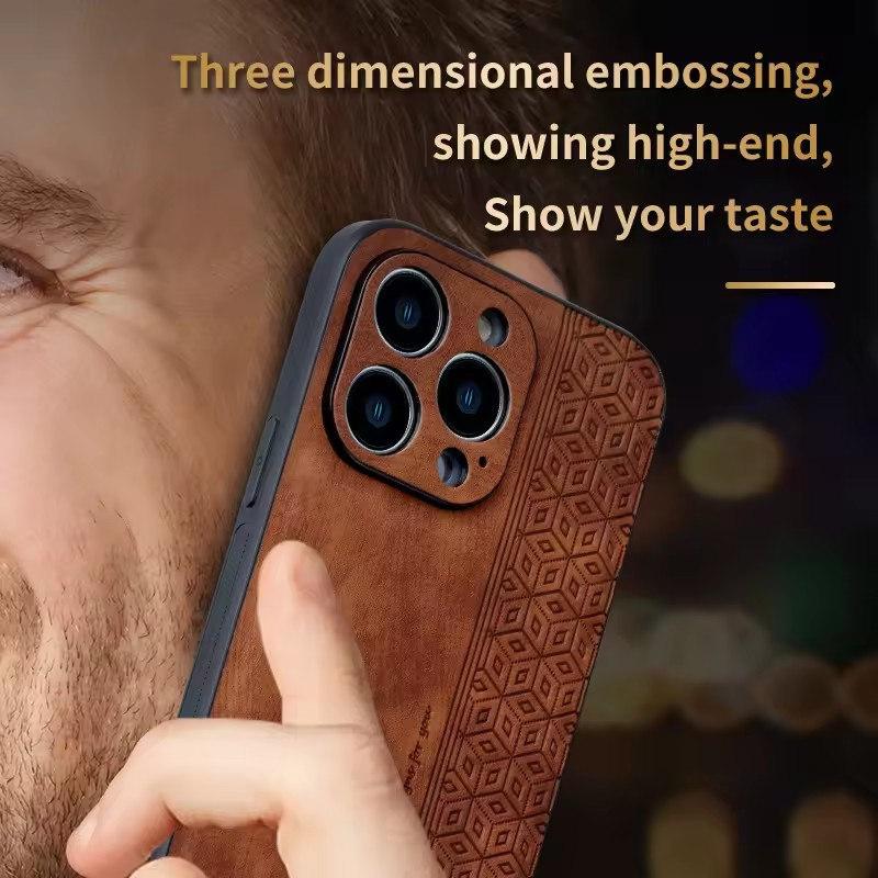 Business-style Drop-proof Leather Case - Compatible with iPhone 16/15/14/13/12/11 Pro Max XS Max XR X Plus Ultra-thin Luxury Cover