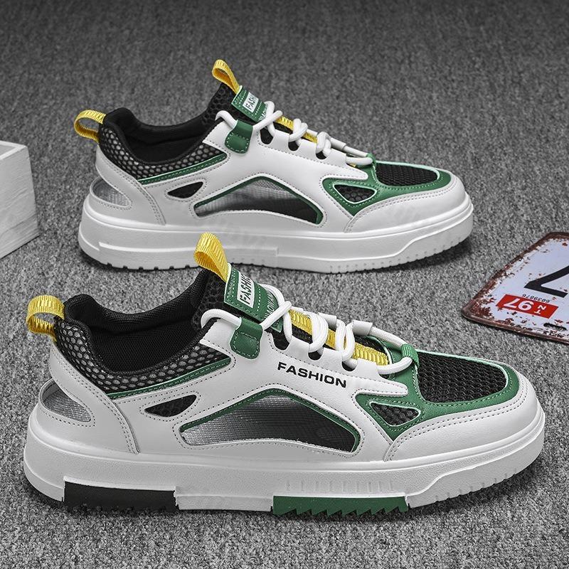 Fashion Summer Breathable Men's Vulcanized Shoes Comfortable Lace-up Outdoor Running Shoes 2025 New Mesh Casual Sneakers Tenis Masculino