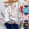 Off Women Shoulder Floral Tops Ladies Summer Loose T Shirt Blouse Plus Size