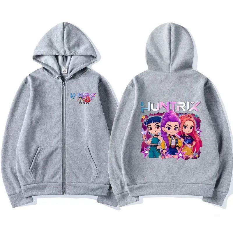 Herbst Winter KPop Dämonenjäger Reißverschluss Hoodies Modische Lässige Warme Sport Langarm Damen Kapuzen-Sweatshirts