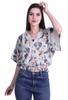 Moomaya Printed Boxy Sleeve Tops For Women V-Neck Elastic WaistA  Kimono Top