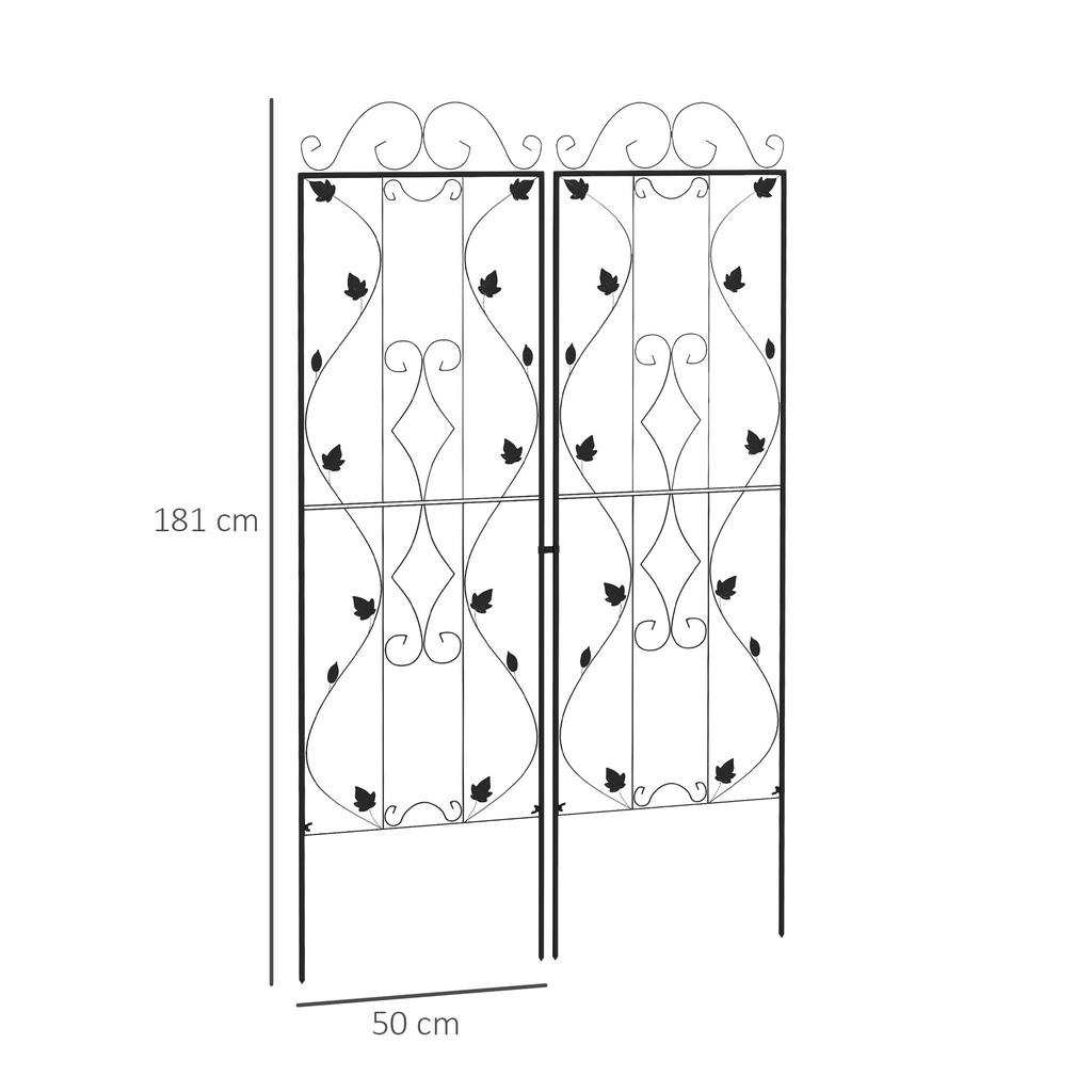 Metal Trellis Set Of 2 Garden Trellis For Climbing Plants Support Frames Leaf Design