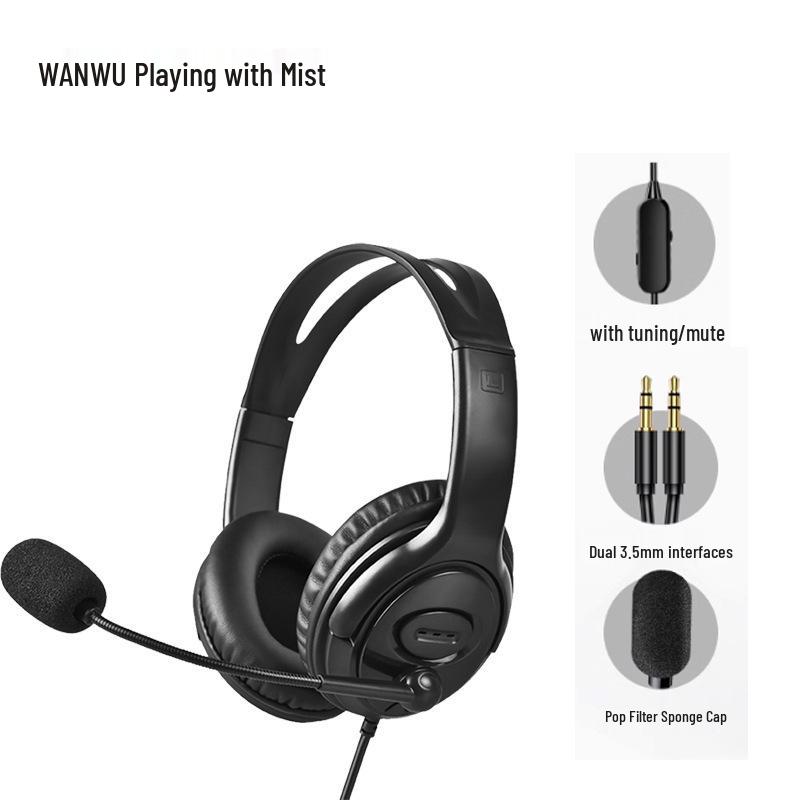 USB Noise-Cancelling Over-Ear Headset with Microphone for Telemarketing & Customer Service