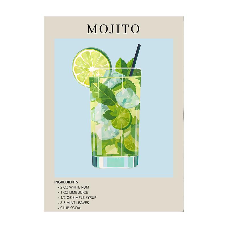 Cocktail Art Decor Poster Watercolor Retro Drink Print Minimalist Elegant Sophisticated Wall Art Picture for Home Decoration