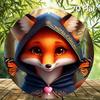 2D Flat 20*20cm1pc Cute Fox with Cloak High Quality Round Hanging Sign, Charming Fox&Butterfly Patterns Window Art Ornament, Exceptional Wooden Gift