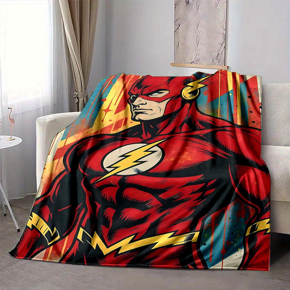 1pc Flash superhero Blanket Lightweight Flannel Throw For Sofa, Bed, Travel, Livingroom, Office, Couch, Chair, And Bed