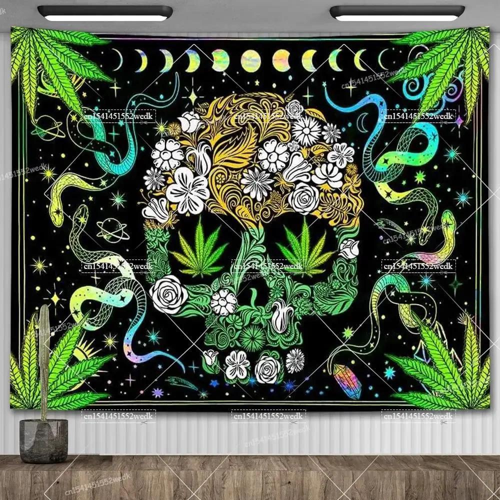 Skull Tapestry Evil Eye Black And White Skeleton Tapestries Wall Hanging Living Room Decor Hippie Trippy Tapestrys For Home