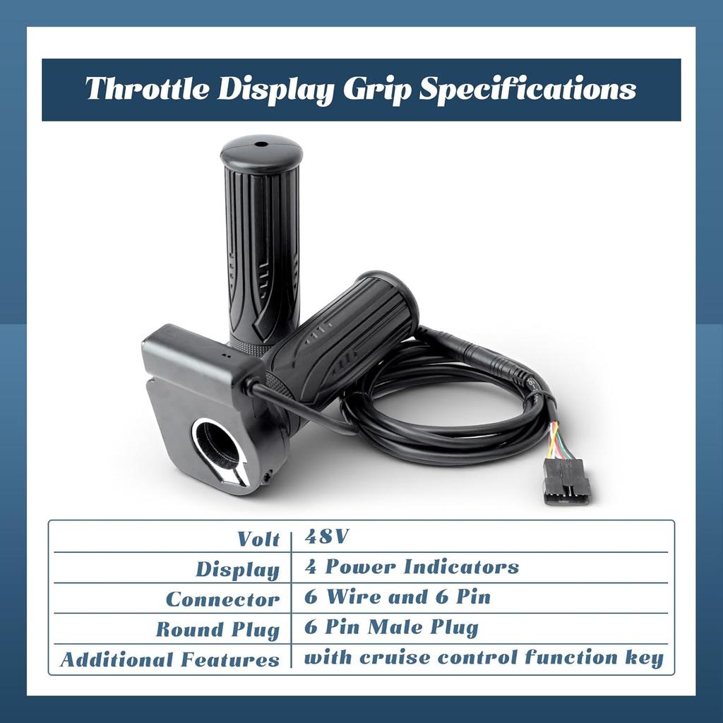 48V Throttle Display Accelerator Grip Replacement for Jetson Haze Folding EBike for DYU Y16 Electric Bicycle, with Cruise Control Function Key and