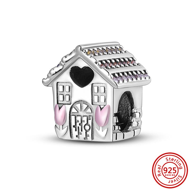 S925 Sterling Silver Mom Rose Print Pave Paw Sun Moon Vulture Butterfly Dangle Bead Fit Original  Bracelet Jewelry Making