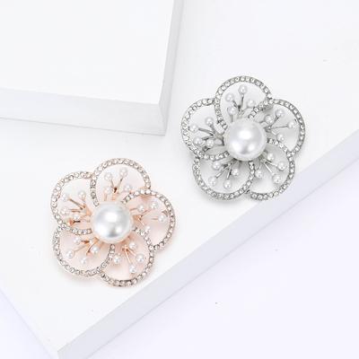 Spilla creativa in lega con strass e perle, semplice ed elegante, per abito da donna, gioiello da corsage