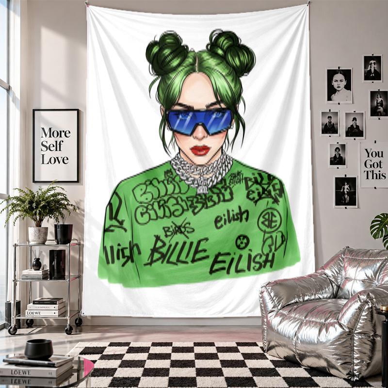 Wandbehang Billie Eilish Kunst Hängendes Tuch Dekorative Hintergrundabdeckung für Raumdekoration