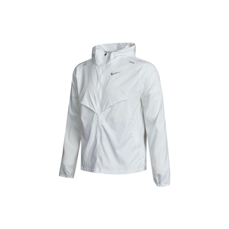 Nike Repel UV Windrunner Packable Water-Repellent Lightweight Running Hooded Jacket Men s White Reflective Silver CZ9071-100 XL