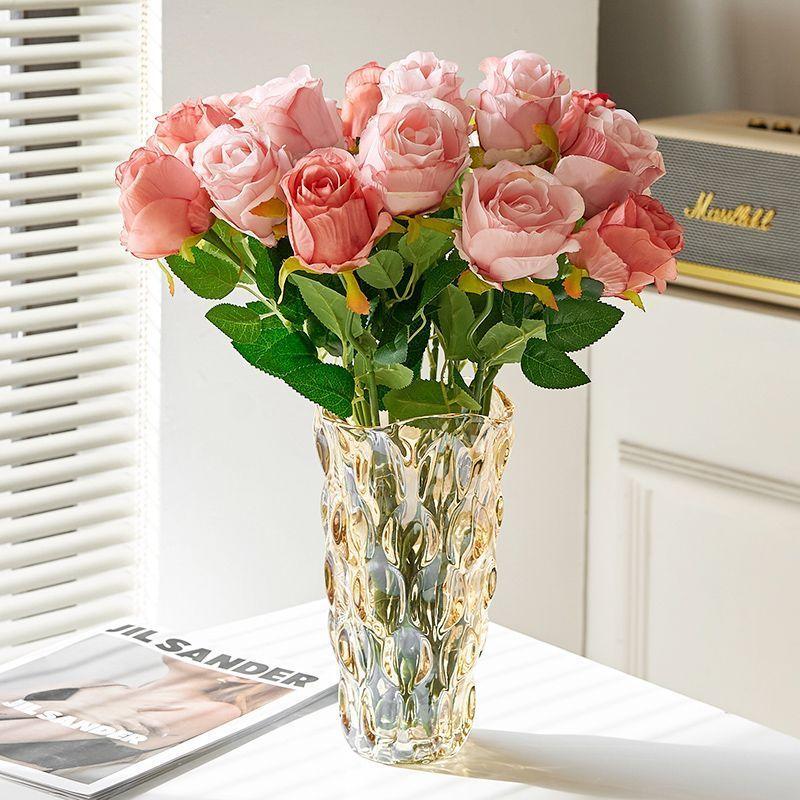 Symulacja światła luksusowa bułgarska róża salon dekoracyjny kwiat ozdoba dekoracja stołu jadalnego sztuczny kwiat panna młoda strzał na zewnątrz bukiet kwiatów