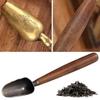 Durable Solid Wood Handle Tea Spoon Retro Copper Teaspoon Creative Tea Leaves Shovel KongFu Tea Ceremony