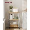 VASAGLE Range Board, 60cm Wide, with Casters, Slim, Gap Storage, Kitchen Rack, Range Rack, 3-Tier Kitchen Shelf, with 6 S-Shaped Racks (KKS060Y09)