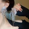 Silver Needle Rhinestone Wing Earrings: Luxurious, Fashionable Studs for Women