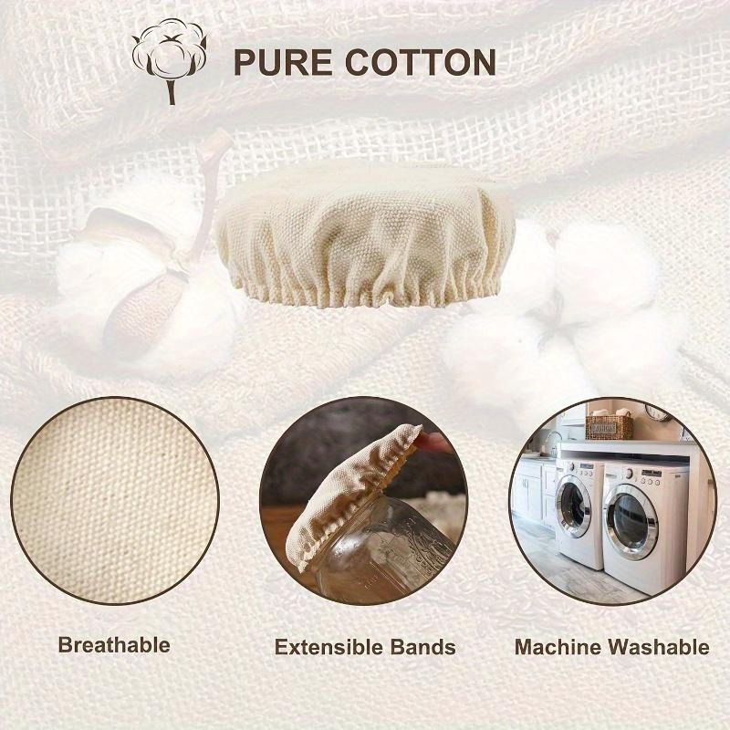 Fundas de tela de paja de trigo para tarros Reutilizables Lavables Elásticas Tapas de tela para Masa Madre Kombucha Kéfir Fermentación Se ajustan a tarros de 3-4 pulgadas Alta Calidad