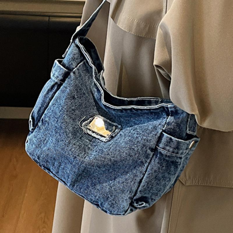 Denim Bag Women's New Retro Simple Canvas Shoulder Bag Casual Student Shoulder Bag