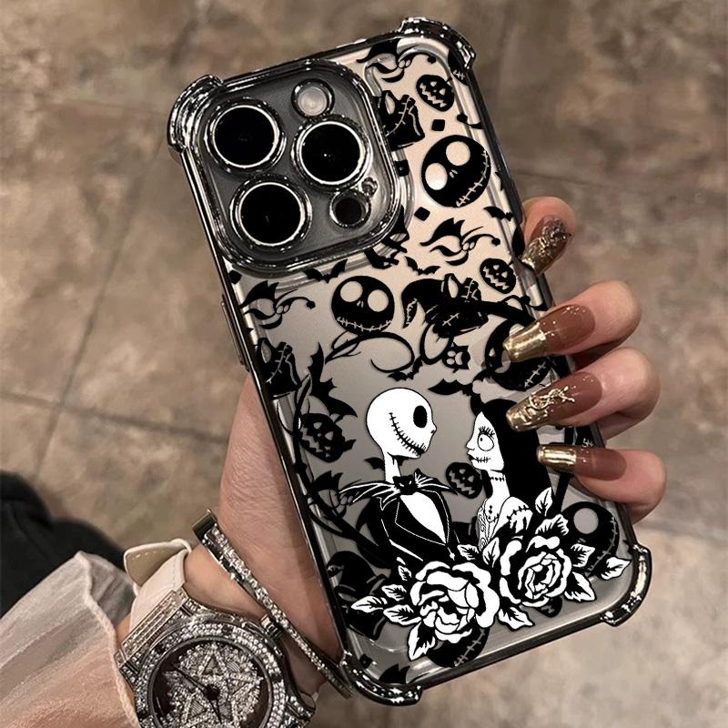 Custodia per Telefono Placcata The Nightmare before Christmas Per iPhone 17 17e 16 15 14 13 12 11 Pro Max X XR XSMax Mini Air Plus Anti-Caduta