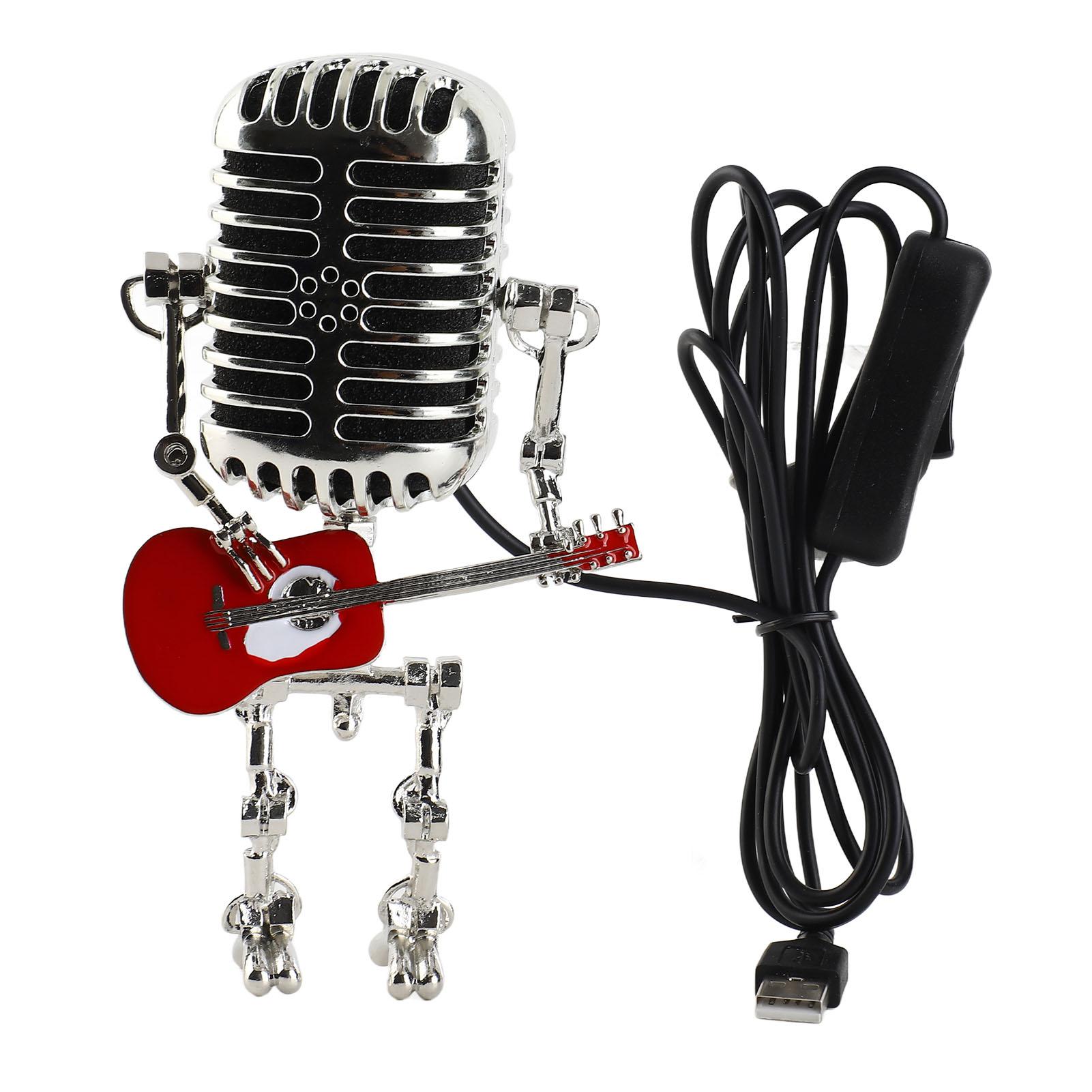 

Винтажный микрофон гитара робот настольная лампа USB алюминиевый металл ретро микрофон робот ночник для Red