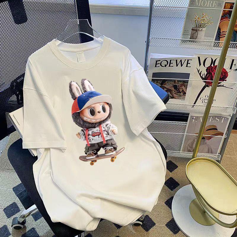 

labubu clothes cartoon short-sleeved boys and girls summer casual T-shirt tops 6XL