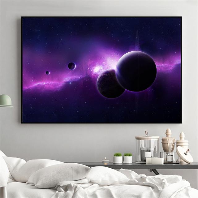 Universe Earth Meteorite Posters and Prins Galaxy Stars Astronaut Planet Hole Space Wall Pictures for Living Room Decoration