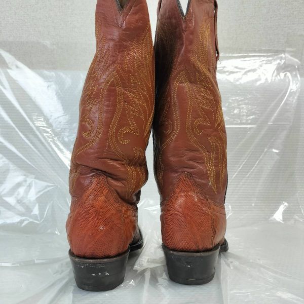 80s-90s Vintage CORRAL BOOTS lizard leather western pecos boots 6.5M men 24.5 Goodyear welt(USED)