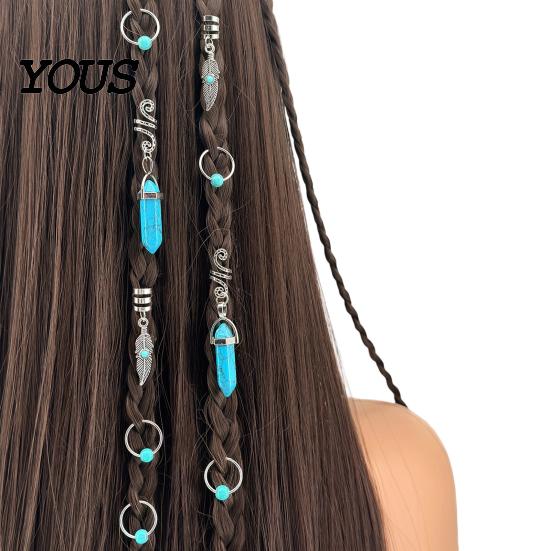 Multi-strand Braid Buckle 10Pcs Hair Buckles, Feather Style Dreadlocks Accessories, Alloy Bohemian Clip Open Design Clips for Thin Thick Multi-Strand