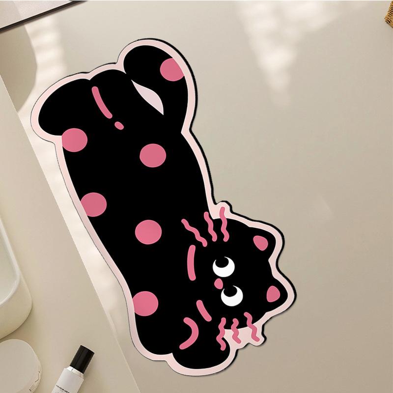 Cartoon Puppy Bathroom Floor Mat Three-Piece Set, Absorbent Non-Slip Mat, Diatom Mud Toilet, Dirt-Resistant And Wear-Resistant Toilet U-Shaped Mat
