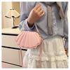 Women's Faux Leather Shell Shaped Shoulder Bag Fashion Pearl Chain Crossbody Mini Purse Trendy Small Handbag