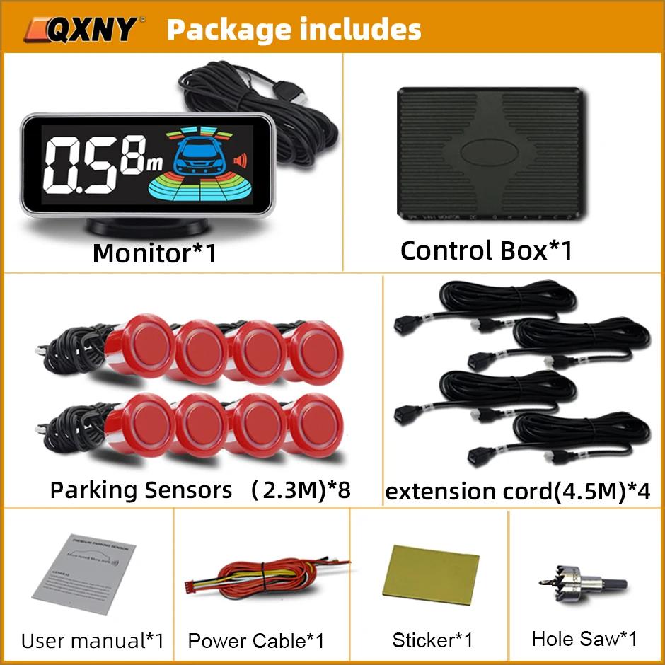 

8 Parktronic Parking Sensors Kit Reversing Front and Rear Car Backup Radar Detector Backing Assistance Sound Aler AID 8 Sensors червоний