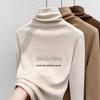 Double-Sided Brushed Fleece-Lined Women's High Neck Long Sleeve Shirt - Warm Winter Base Layer