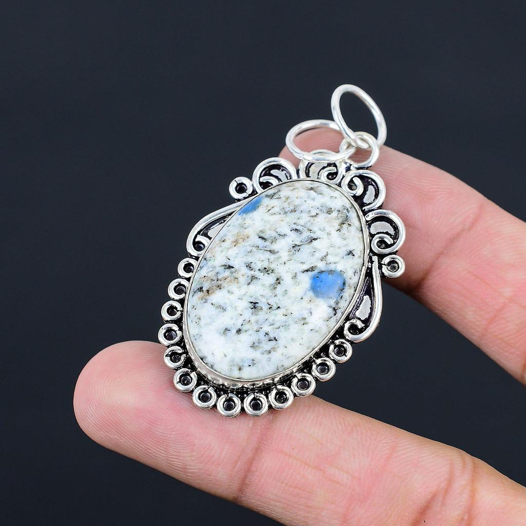 925 Sterling Silver Oval Natural K2 Jasper Bezel Anniversary Trendy Wife Pendant