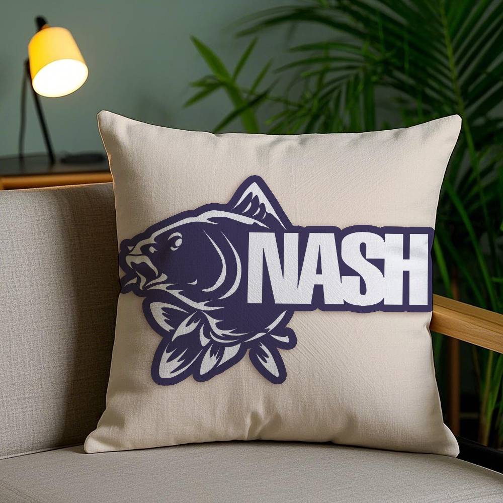 Match With Wild Fishing Prints Nash Pillow Case Anti-dustmite Pillowcase Invisible Zipper Silky Short Plush Sofa Cushion Cover