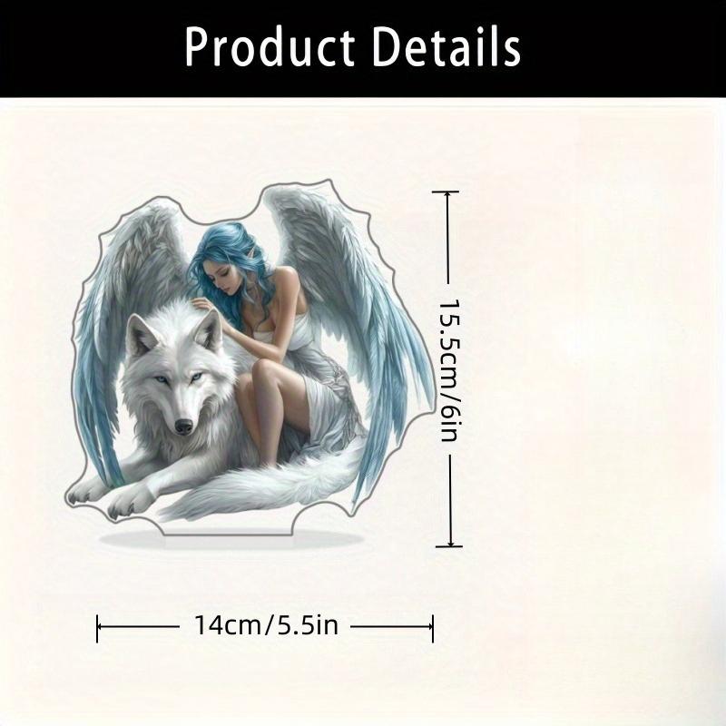 2D Flat Classic Style Acrylic Angel & Wolf Desktop Decoration, Suitable for Wall Decoration, Porch, Room, Villa, Accents Home, Hallway, or Workplace -