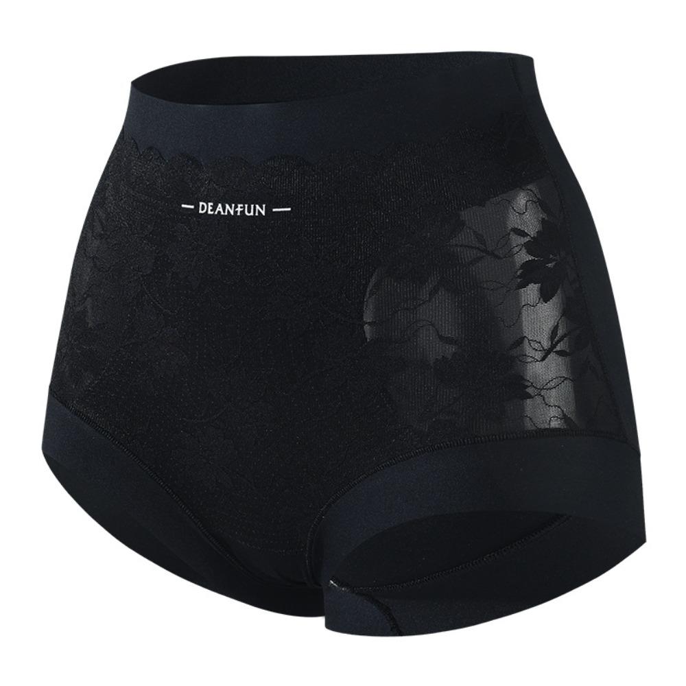 

Бесшовные трусики с высокой талией, сетчатое цветочное нижнее белье для женщин, дышащие трусы с эффектом лифтинга бедер, подарки L чёрный