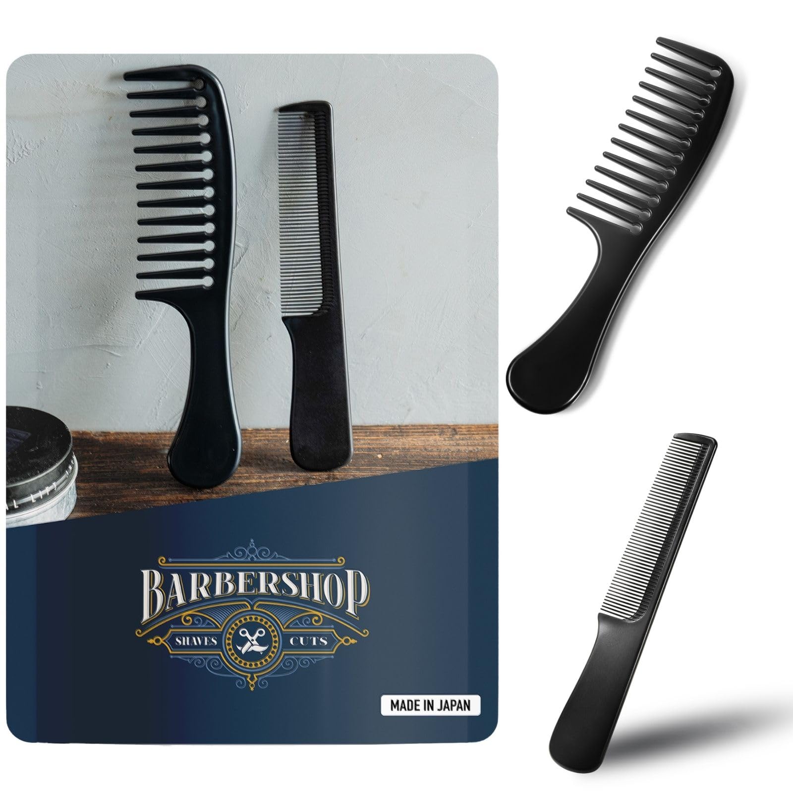 iMii Mesh Comb for Pomade and Gel Made in for Fade Coarse Basic Comb Men s Comb, Styling, Japan, Cuts, Tone, Barber, Grease, Men s (MHC 2-Piece Set,