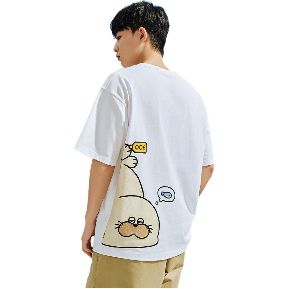 Anta X Seal Look Collaboration Life Series Comfortable Simple Versatile Loose Animal Print Round Neck Pullover Short Sleeve T-Shirt 172528126-1