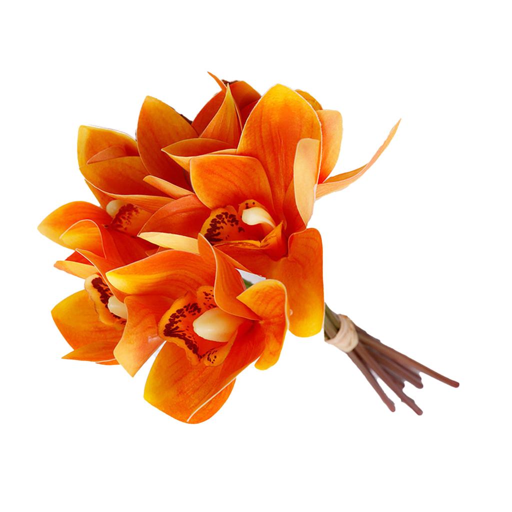 6 ks Dekorácia z umelých orchideí 3D tlačené hodvábne kvety Kovový drôtený stonok Orchidea Kvetinové dekorácie pre