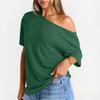 Women's Summer Fashion Strapless T-Shirt Solid Color Short Sleeve Casual Top
