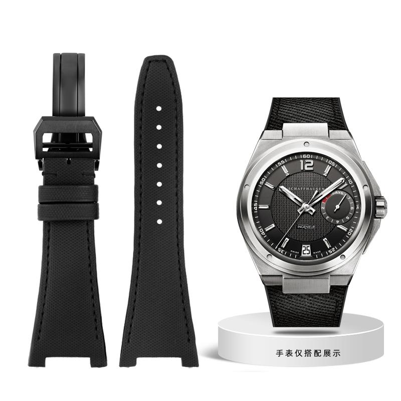 Nylonowo-skórzany pasek do zegarka IWC Engineer z wycięciem Pasek IW500501 IW378507 IW322703 Seria Czarny Sportowy płócienny pasek do zegarka