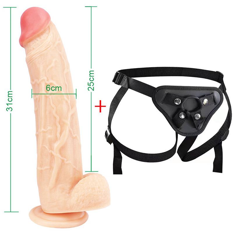 MoDi Huge XXL Realistic Dildo Strap On Soft Dick Strapon Suction Cup Penis Sex Toys