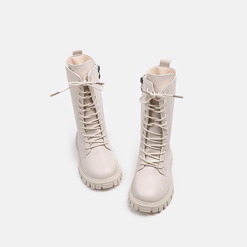 Toddlers Mid-calf Boots for Girls Spring Autumn Kids Causal Boots Classic Solid Color Children's Simple Leather Boots