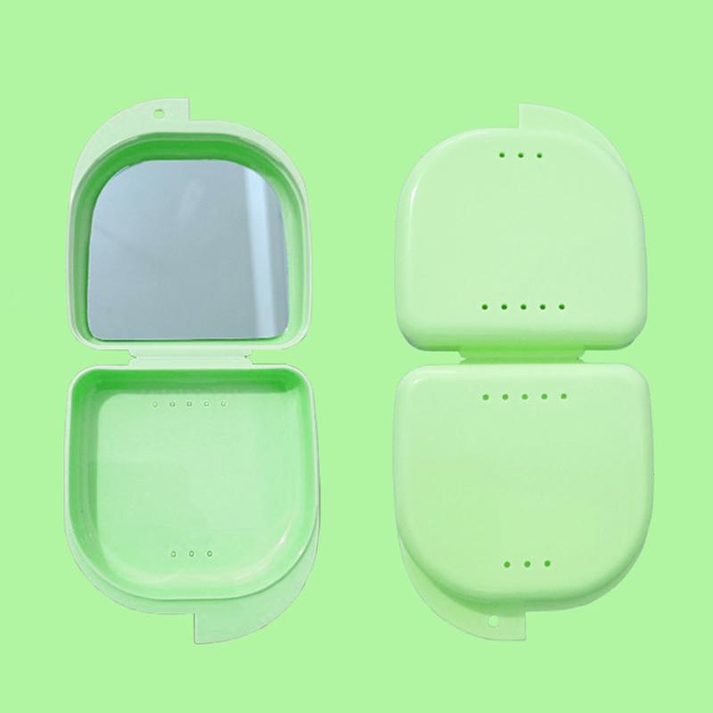 1/5 Pcs Denture Tray Box With Mirror Dental Retainer Box Case Plastic Teeth Container Denture Box False Teeth Protective Case