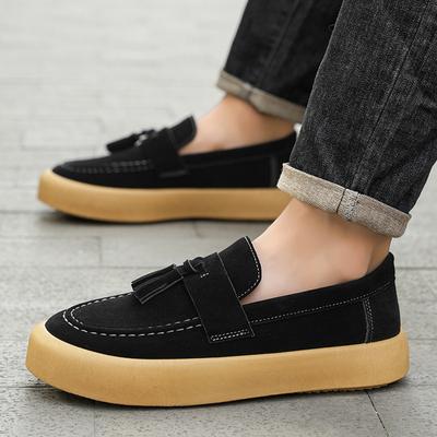 Mocassins Homme Chaussures à Pompons Automne Quatre Saisons Style Britannique Mode Chaussures Décontractées Tendance Plateforme Antidérapantes Chaussures Vulcanisées