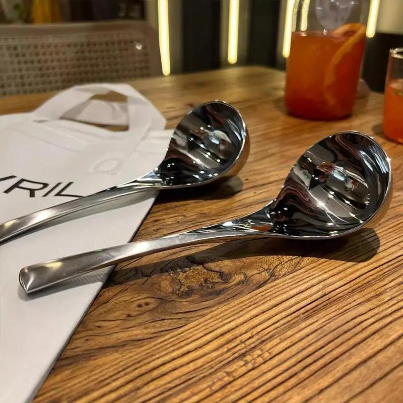 2/5Pcs Thick Long Handle Stainless Steel Rice Spoon Scoop Cooking Utensils Kitchenware
