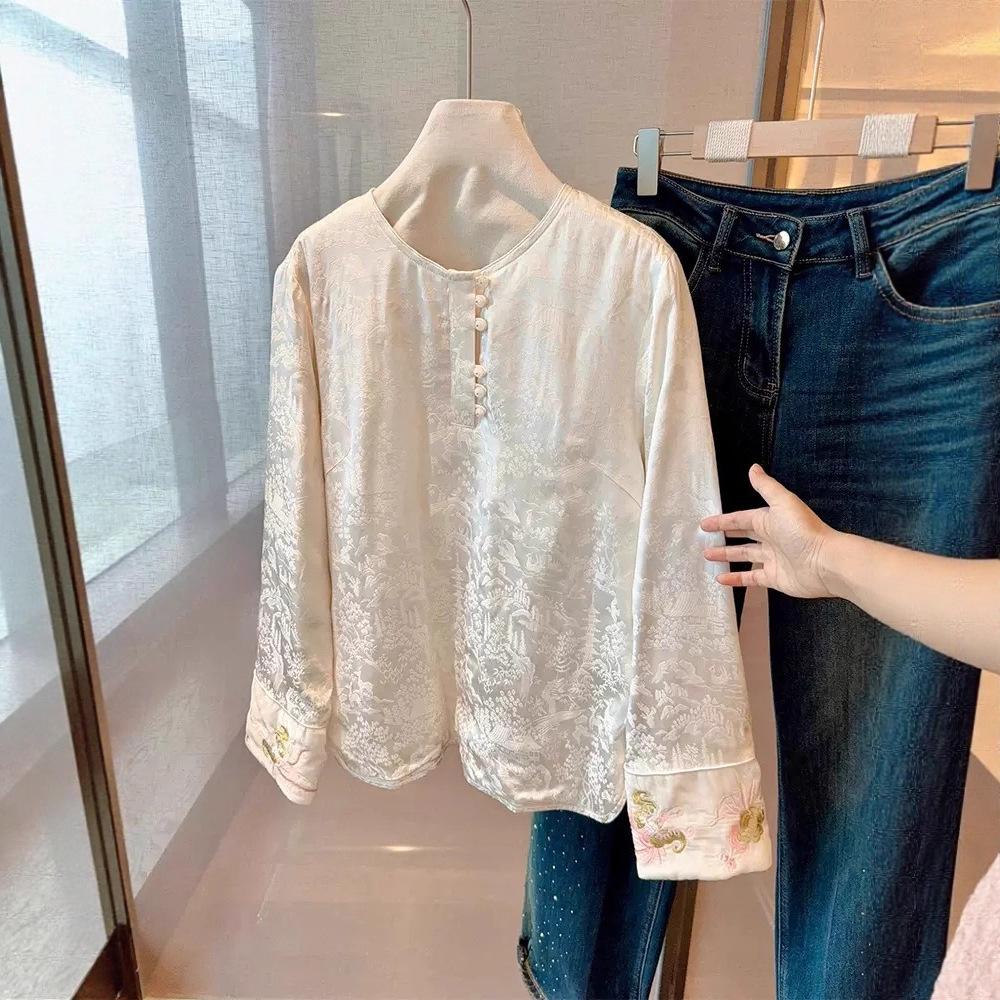 2025 New Arrival: Popular Chinese Style White Shirt, Cool & Classic Spring/Autumn Women s Bestseller. Medium абрикосовый