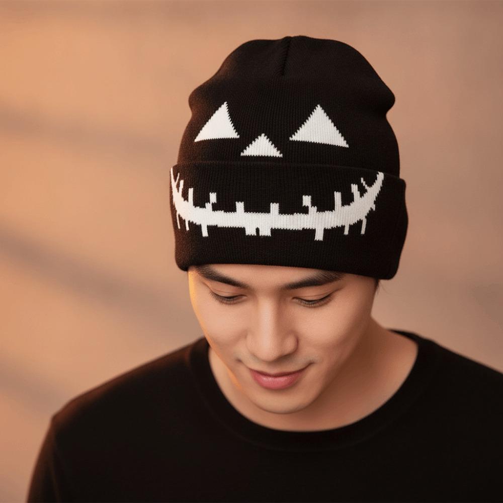 Pumpkin Orange Halloween Knitted Cap Knitted Fabric Hip Hop Skullcap Pumpkin Beanie Hat Teens