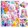 Couverture Peluche 3D pour Enfants, Couverture Jetée Douce à Imprimé Floral, Couverture Décorative Cosy pour Chambre à Coucher, Salon et Canapé